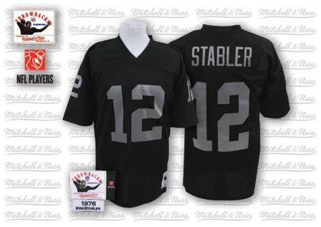 Oakland Raiders #12 Ken Stabler Black Throwback Jersey