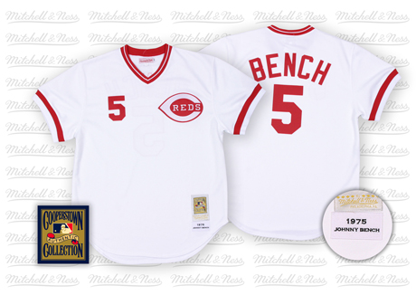 Cincinnati Reds #5 Johnny Bench white Throwback jersey 