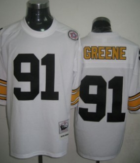 Pittsburgh Steelers #91 Greene White Throwback Jersey 