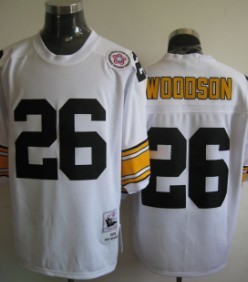 Pittsburgh Steelers #26 Woodson White Throwback Jersey 