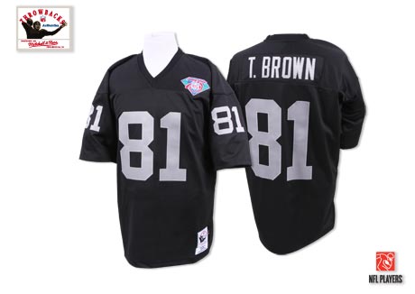Oakland Raiders #81 Tim Brown Black Throwback Jersey