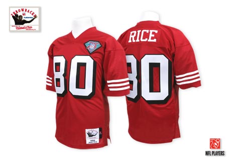 San Francisco 49ers #80 Jerry Rice Red 75TH Throwback Jersey