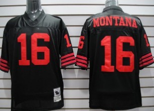 San Francisco 49ers #16 Joe Montana Black Throwback Jersey 