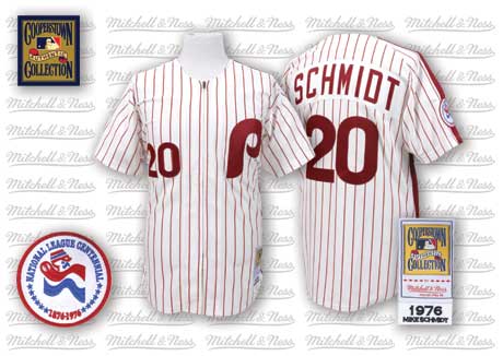 Philadelphia Phillies #20 Mike Schmidt 1976 White Pinsripe Throwback Jersey 