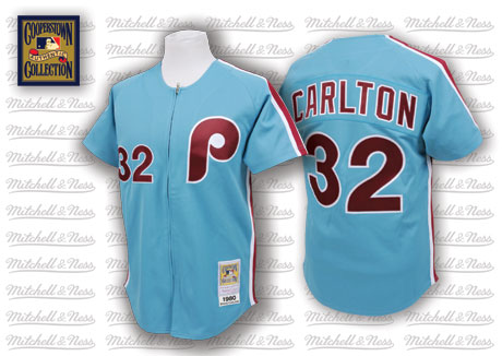 Philadelphia Phillies #32 Steve Carlton 1980 Blue Throwback Jersey