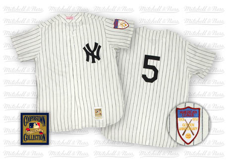 New York Yankees #5 Joe DiMaggio 1951 White Throwback Jersey 