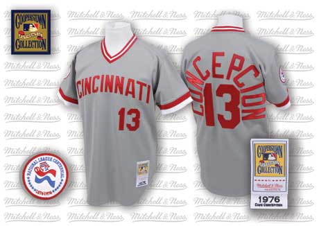 Cincinnati Reds #13 Dave Concepcion 1976 Grey Throwback Jersey