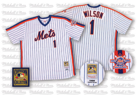 New York Mets #1 Mookie Wilson 1986 White Throwback Jersey 