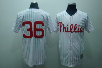 Philadelphia Phillies #36 Robin Roberts White Pinstripe Throwback Jersey 