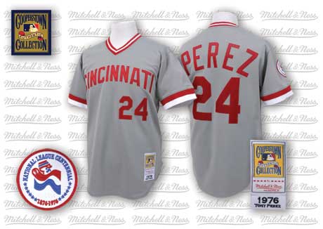 Cincinnati Reds #24 Tony Perez 1976 Grey Throwback Jersey 