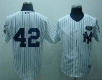 New York Yankees #42 Rivera White GMS The Boss Patch Jersey 