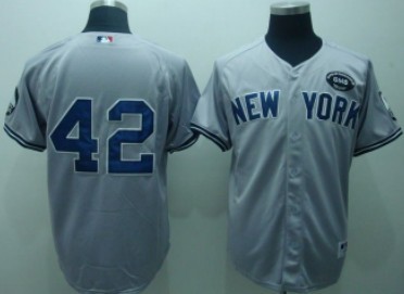 New York Yankees #42 Rivera Gray GMS The Boss Patch Jersey 