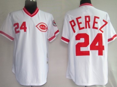 Cincinnati Reds #24 Tony Perez White Throwback Jersey 