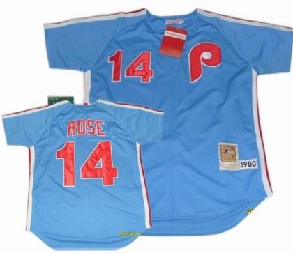 Philadelphia Phillies #14 Rose Blue Throwback Jersey 