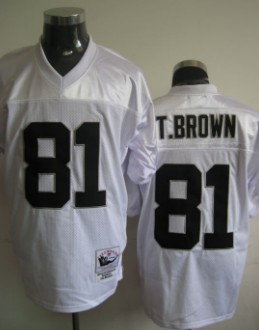 Oakland Raiders #81 Tim Brown White Throwback Jersey 