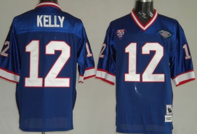 Buffalo Bills #12 Jim Kelly Blue Throwback Jersey 