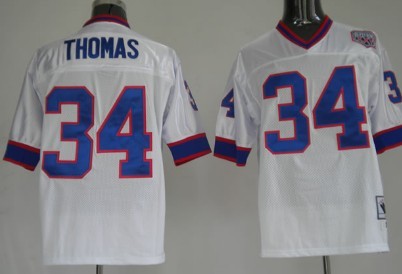 Buffalo Bills #34 Thurman Thomas White Throwback Jersey 
