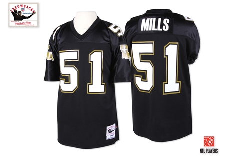 New Orleans Saints #51 Sam Mills Black Throwback Jersey 