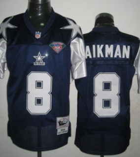 Dallas Cowboys #8 Troy Aikman Blue Thanksgiving 75TH Throwback Jersey 