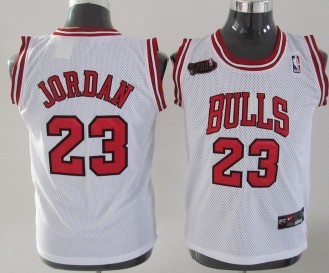 Chicago Bulls #23 Michael Jordan White Kids Jersey