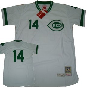 Cincinnati Reds #14 Pete Rose White St. Patrick Green Throwback Jersey 