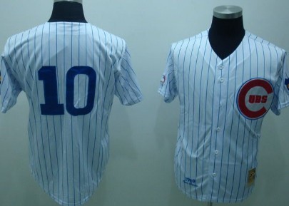 Chicago Cubs #10 Ron Santo White Throwback Jersey 