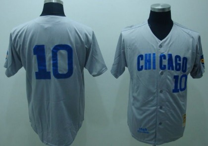 Chicago Cubs #10 Ron Santo Gray Trowback Jersey 