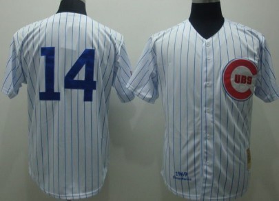 Chicago Cubs #14 Ernie Banks White Throwback Jersey 