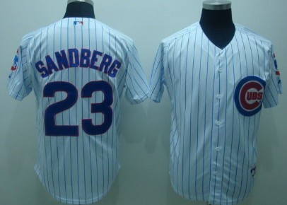 Chicago Cubs #23 Sandberg White Pinstripe Jersey 