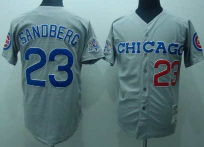 Chicago Cubs #23 Ryne Sandberg Grey Throwback Jersey 