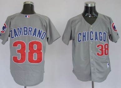 Chicago Cubs #38 Carlos Zambrano Grey Jersey 