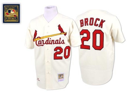 St. Louis Cardinals #20 Lou Brock Cream Throwback Jersey 
