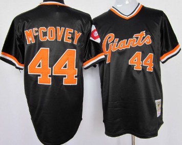 San Francisco Giants #44 Willie McCovey Black Throwback Jersey 