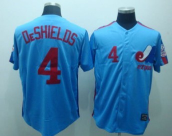 Montreal Expos #4 DeShields Blue Throwback Jersey 