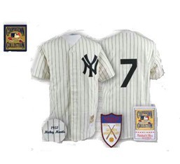 New York Yankees #7 Mickey Mantle White Throwback  Jersey 