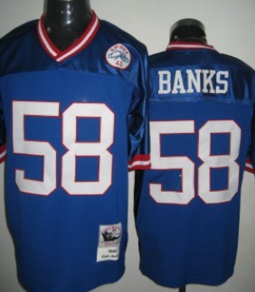 New York Giants #58 Banks Blue Throwback Jersey