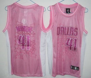 Dallas Mavericks #41 Dirk Nowitzki Pink Womens Jersey