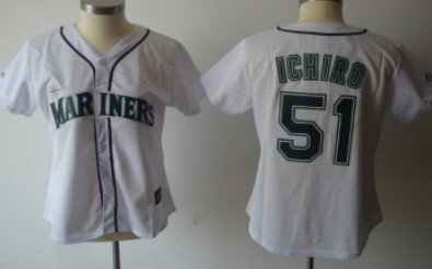 Seattle Mariners #51 Ichiro Suzuki White With Green Womens Jersey