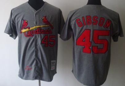 St. Louis Cardinals #45 Bob Gibson 1967 Gray Throwback Jersey 
