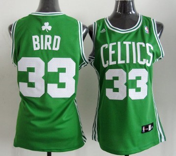 Boston Celtics #33 Larry Bird Green Womens Jersey