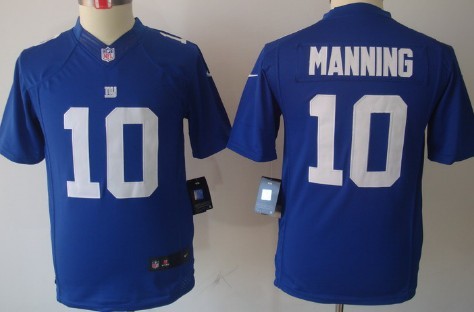 Nike New York Giants #10 Eli Manning Blue Limited Kids Jersey 