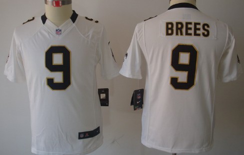 Nike New Orleans Saints #9 Drew Brees White Limited Kids Jersey 