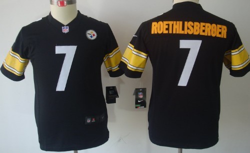 Nike Pittsburgh Steelers #7 Ben Roethlisberger Black Limited Kids Jersey 