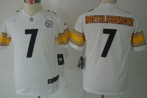 Nike Pittsburgh Steelers #7 Ben Roethlisberger White Limited Kids Jersey 