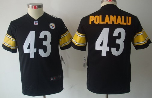 Nike Pittsburgh Steelers #43 Troy Polamalu Black Limited Kids Jersey 