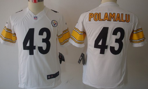 Nike Pittsburgh Steelers #43 Troy Polamalu White Limited Kids Jersey 