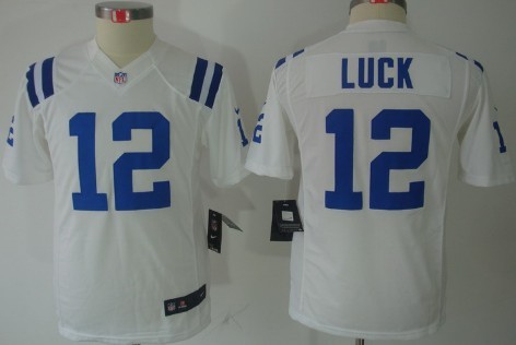 Nike Indianapolis Colts #12 Andrew Luck White Limited Kids Jersey 
