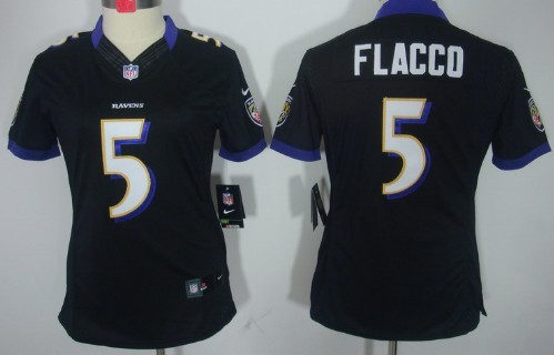 Nike Baltimore Ravens #5 Joe Flacco Black Limited Womens Jersey 