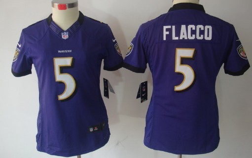 Nike Baltimore Ravens #5 Joe Flacco Purple Limited Womens Jersey 