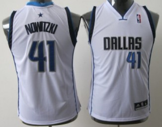 Dallas Mavericks #41 Dirk Nowitzki White Kids Jersey